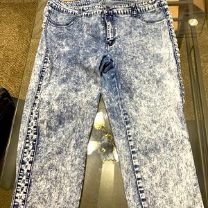 Bleach Washed Jeans with Ripped Sides